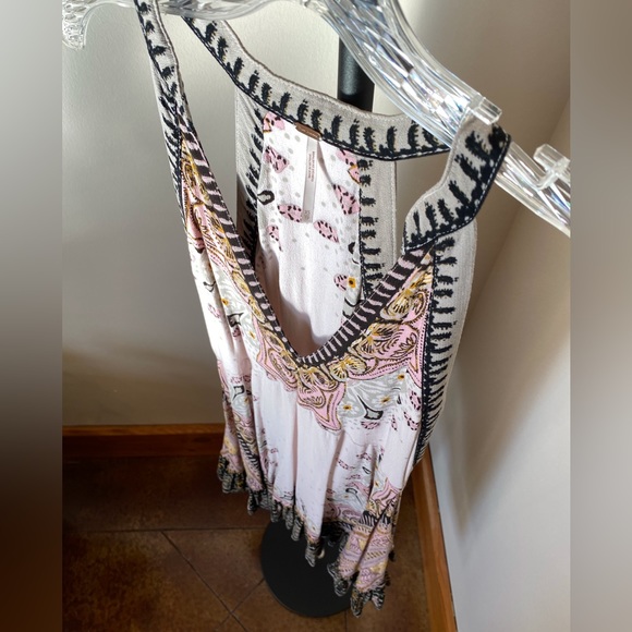 Free People Steal the Sun Pale Pink Print Boho Top or Dress XS - Picture 8 of 12